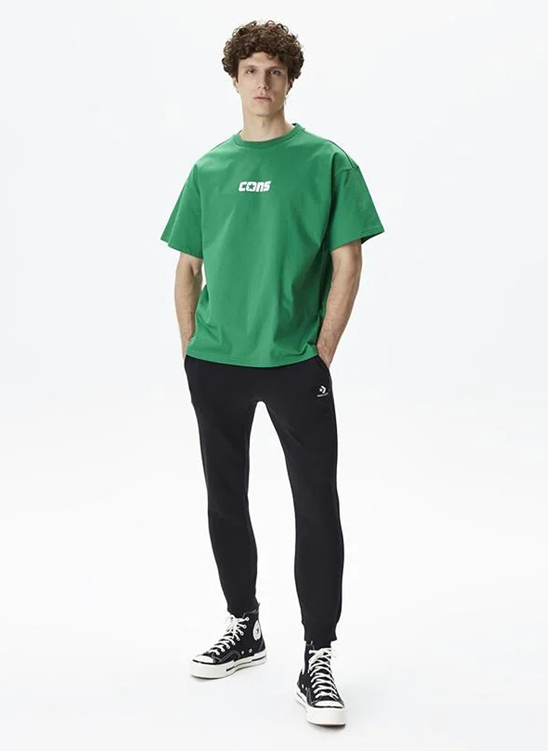 Converse Yeşil Erkek Yuvarlak Yaka Normal Kalıp T-Shirt 10026573-A03 ONE STAR 
