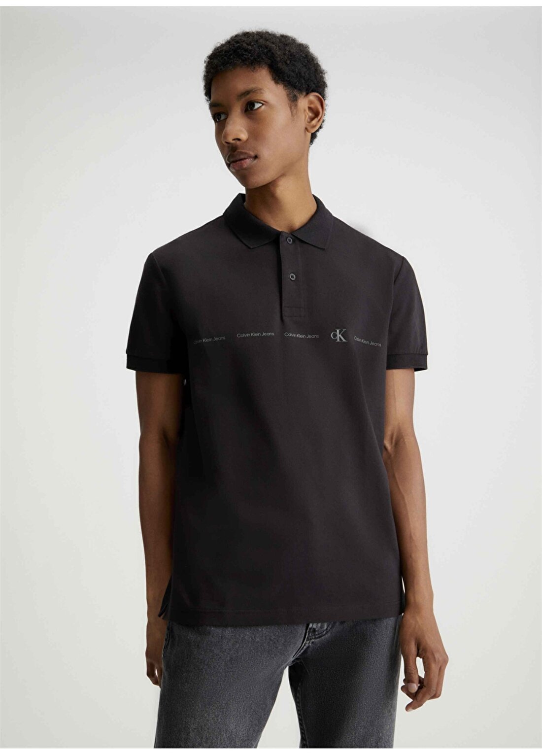Calvin Klein Jeans Düz Siyah Erkek Polo T-Shirt J30J325432BEH