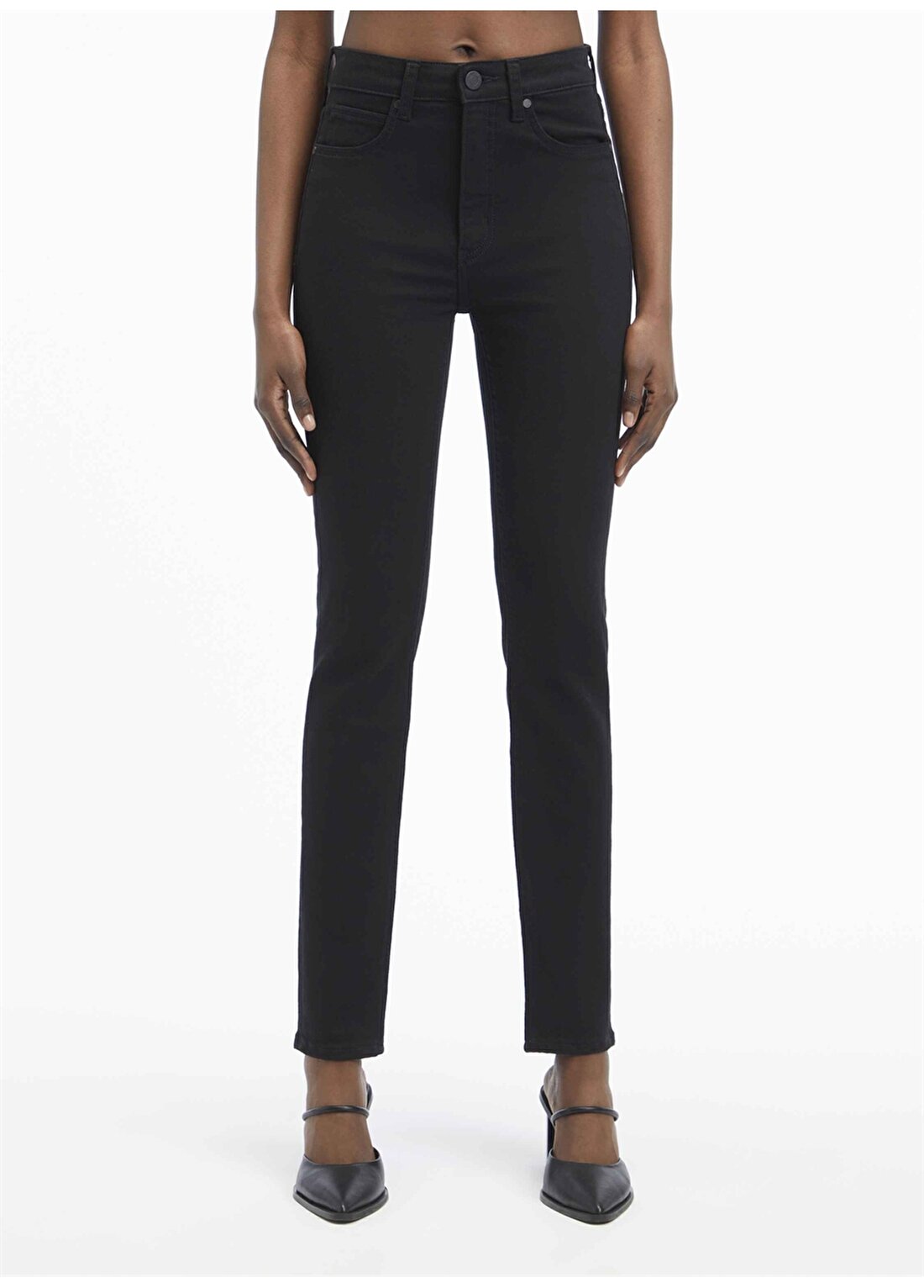 Calvin Klein HIGH RISE SKINNY INFINITE BLACK Yüksek Bel Skinny Paça Normal Siyah Kadın Denim Pantolon