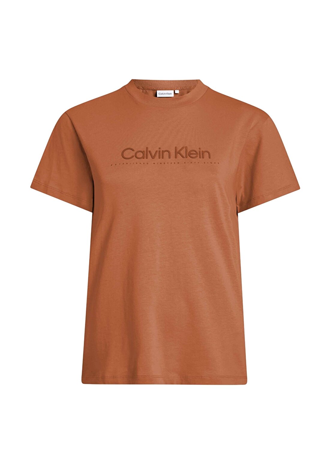 Calvin Klein Bisiklet Yaka Düz Kahve Kadın T-Shirt SATIN PRINT GRAPHIC T SHIRT