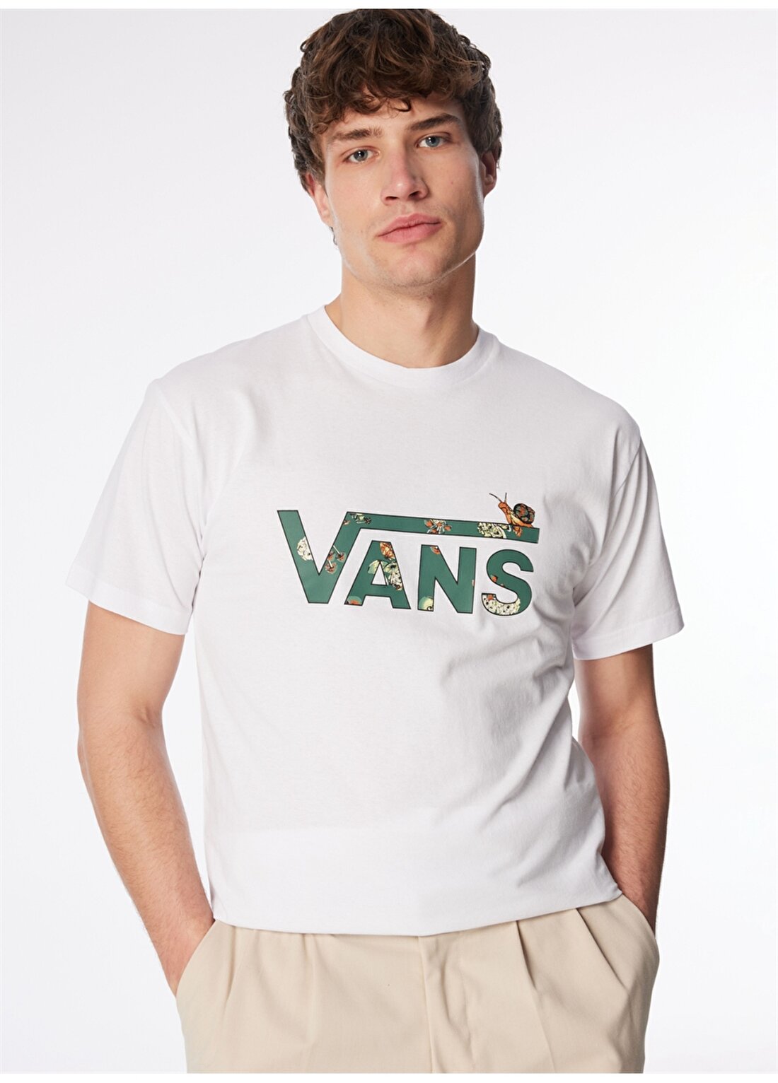 Vans Beyaz Erkek Yuvarlak Yaka T-Shirt VN000FJEWHT1 SNAIL TRAIL TEE-B