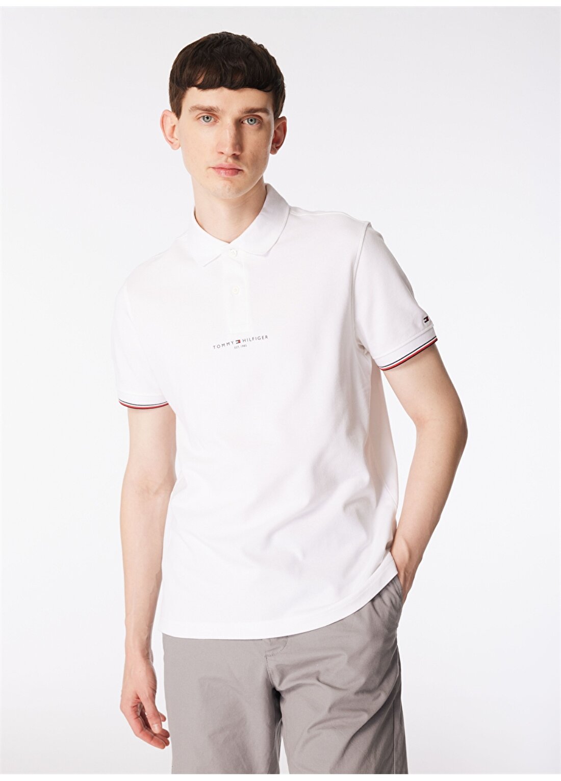 Tommy Hilfiger Beyaz Erkek Polo T-Shirt MW0MW34841