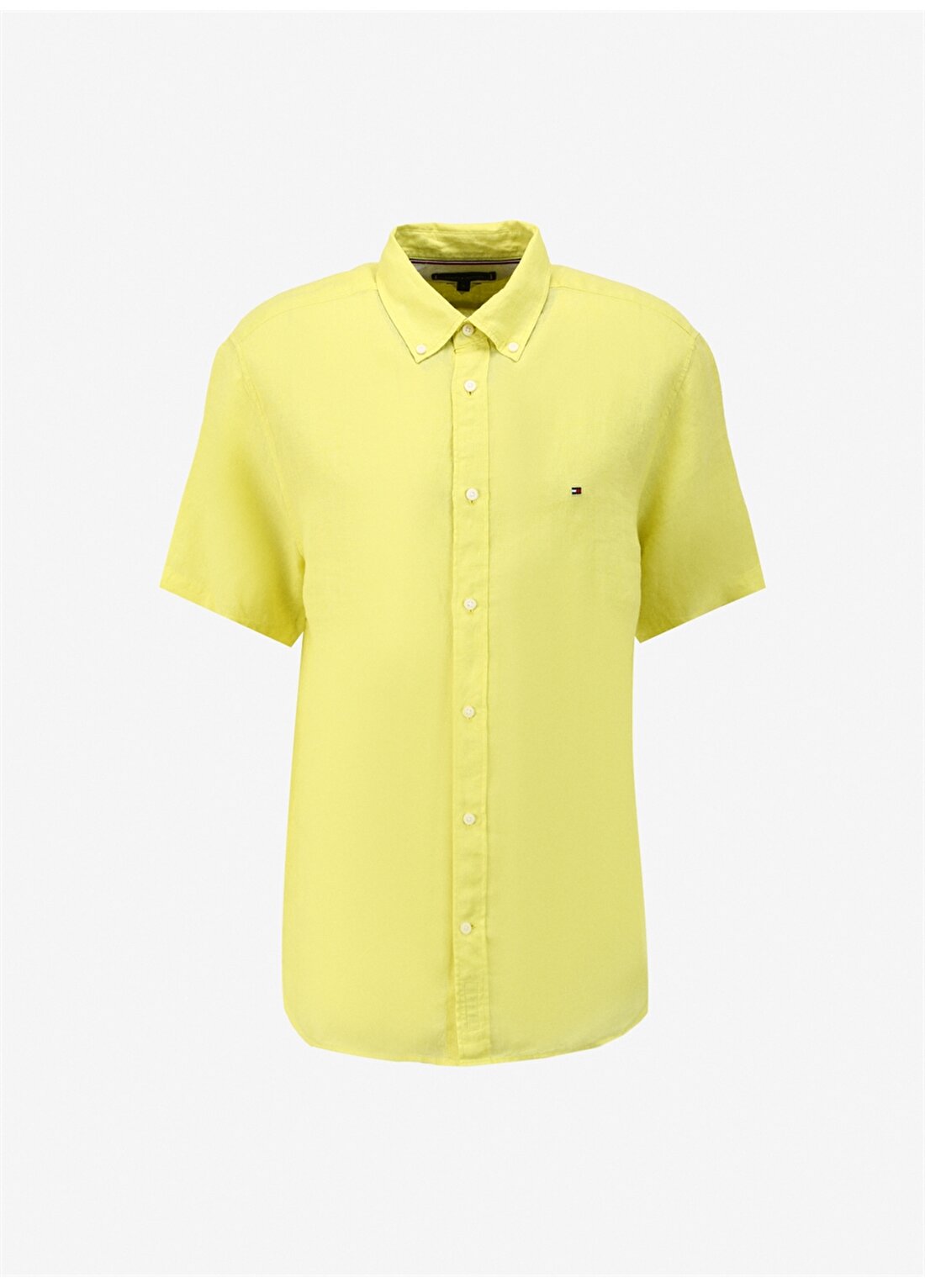 Tommy Hilfiger Slim Fit Düğmeli Yaka Sarı Erkek Gömlek MW0MW35207