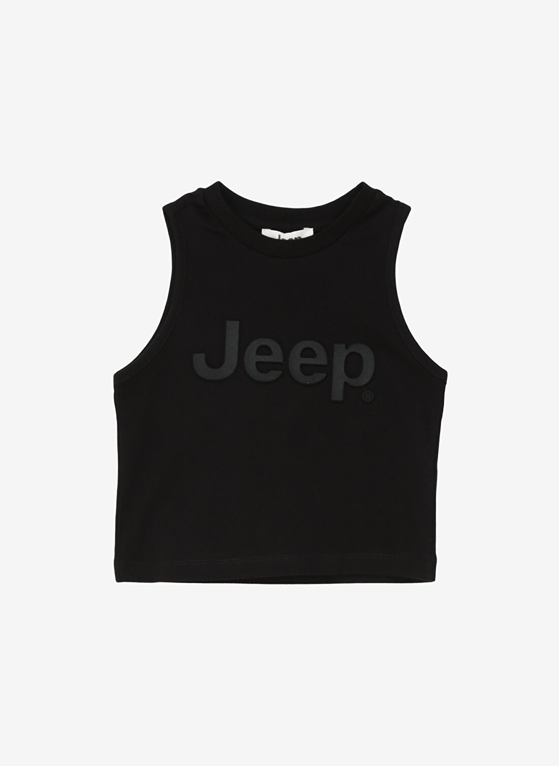 Jeep Siyah Kız Çocuk Bisiklet Yaka Crop Top Baskılı Atlet C4SG-TST4012