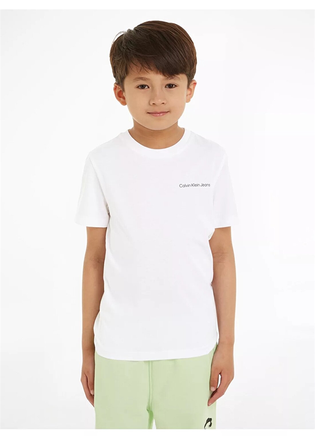 Calvin Klein Beyaz Kız Çocuk T-Shirt CHEST INST. LOGO SS T-SHIRT