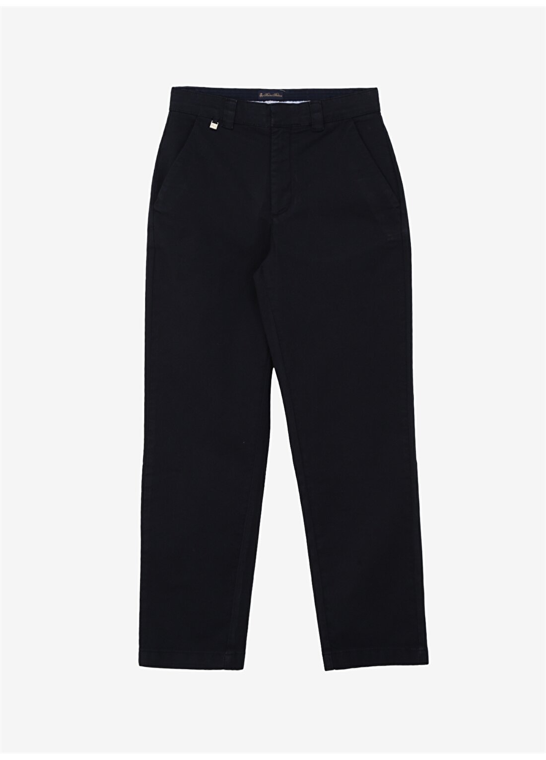 Brooks Brothers Normal Bel Duble Paça Regular Fit Lacivert Kadın Denim Pantolon Dikme Logo Detaylı Basic Pantolon