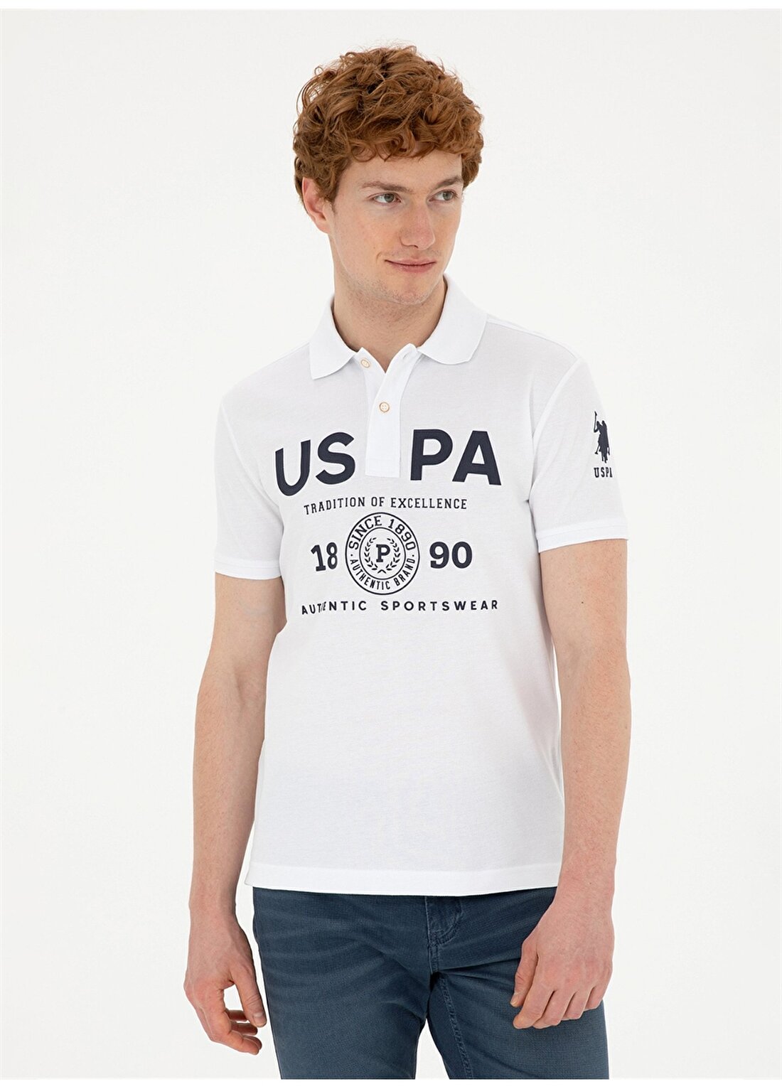 U.S. Polo Assn. Beyaz Erkek Slim Fit T-Shirt T-MANCA