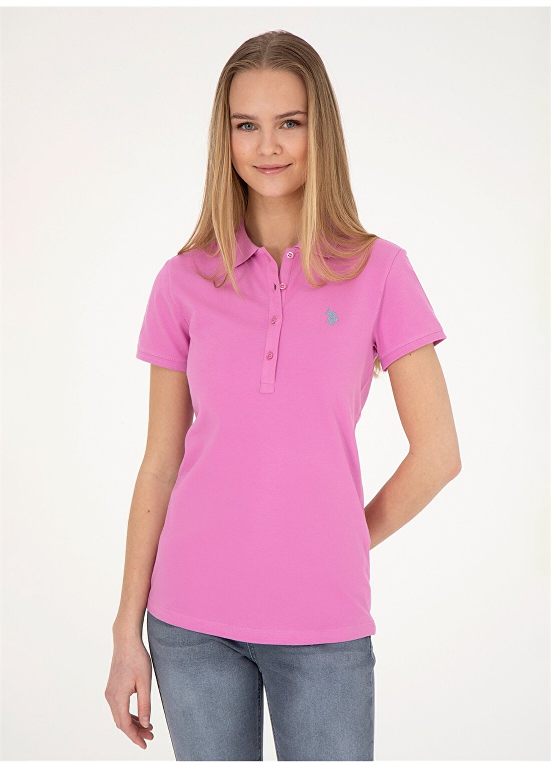 U.S. Polo Assn. Polo Yaka Eflatun Kadın T-Shirt GTP-IY24