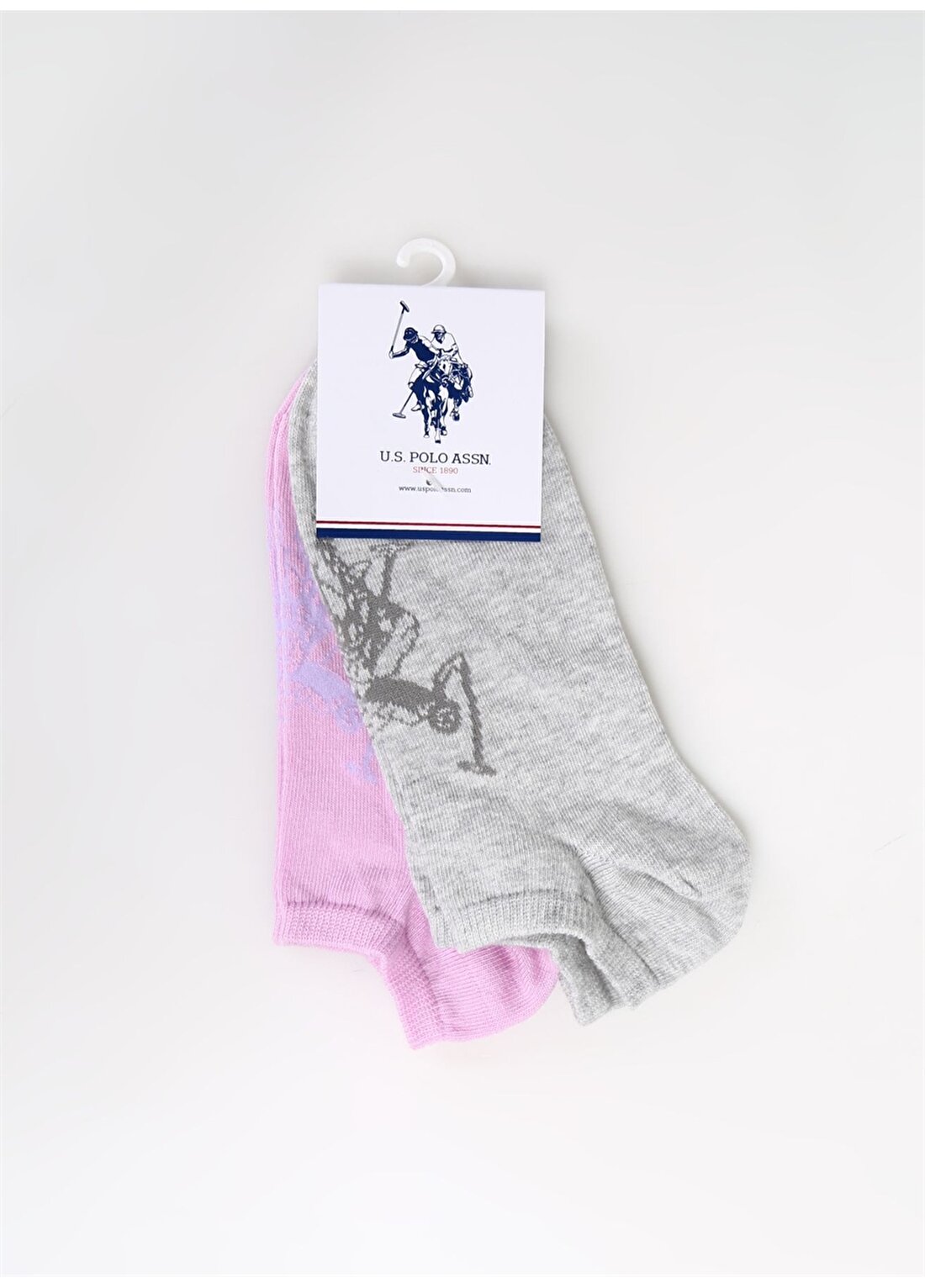 U.S. Polo Assn. Gri Melanj Kadın Patik Çorap LEKAIY24 - 2'Lİ