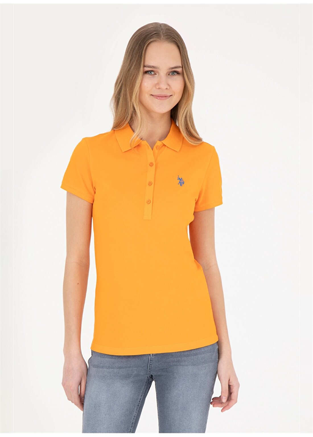 U.S. Polo Assn. Turuncu Kadın Slim Fit T-Shirt GTP-IY24