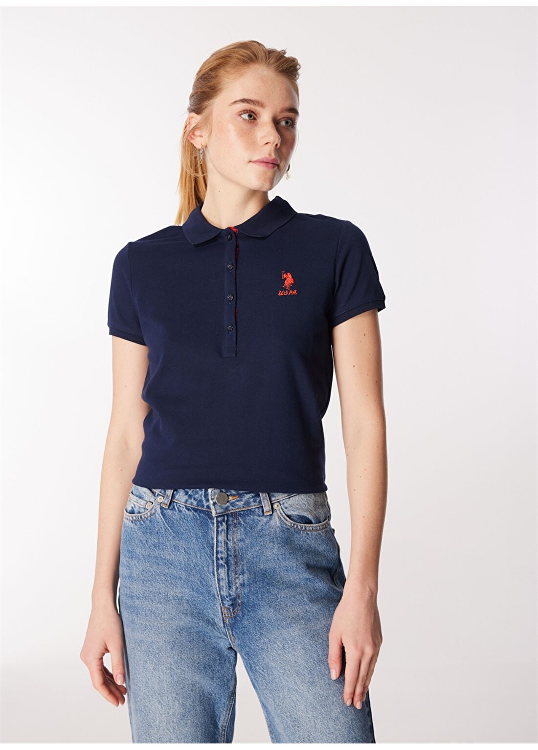U.S. Polo Assn. Lacivert Kadın Slim Fit Polo T-Shirt TP0124