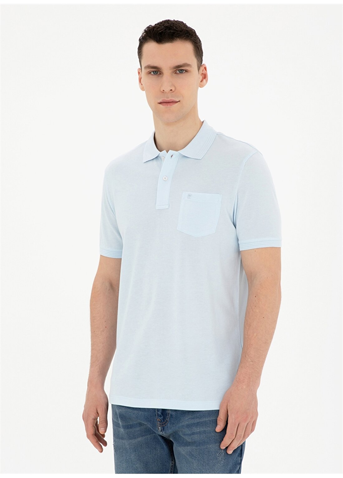Pierre Cardin Düz Buz Mavisi Erkek Polo T-Shirt SUNNY-R