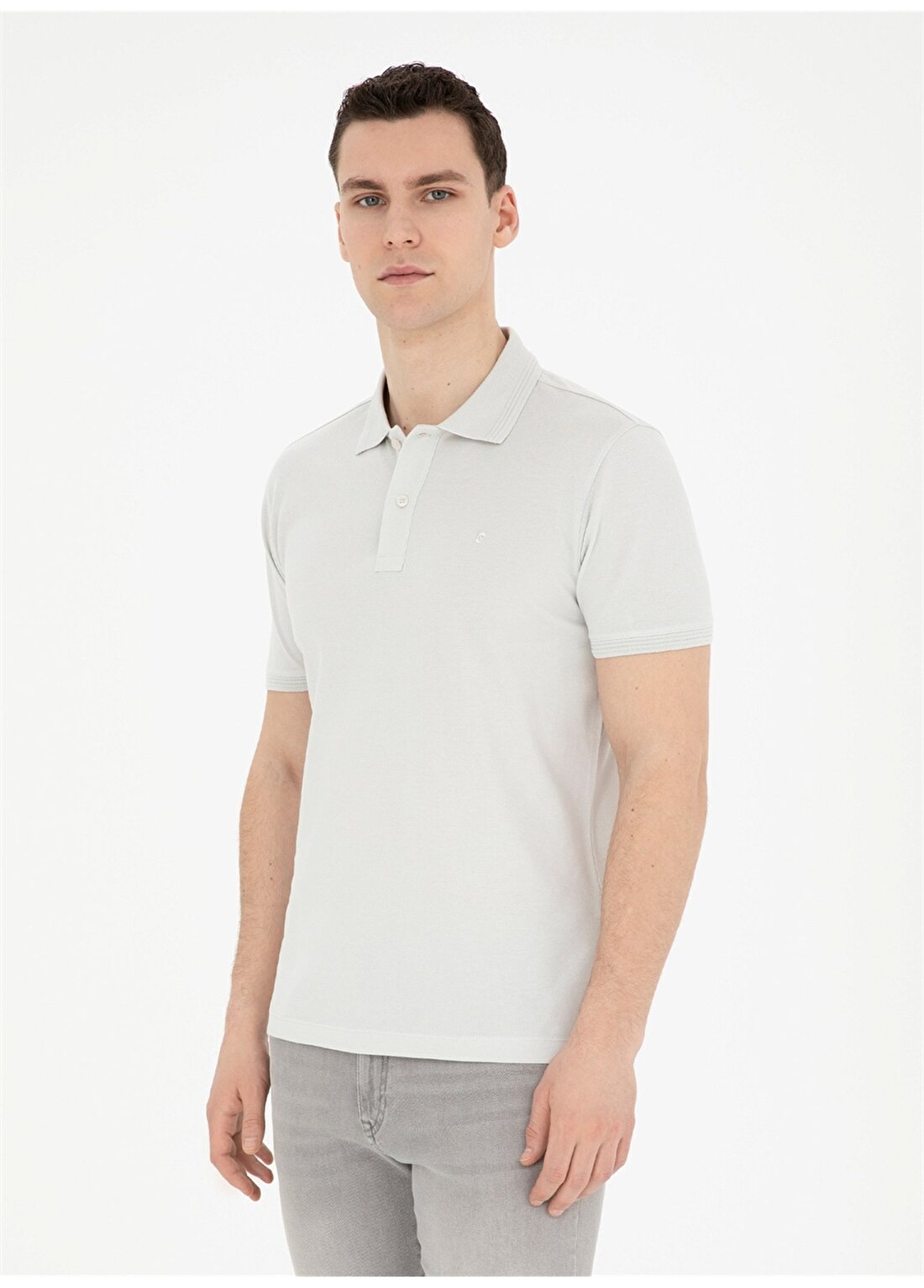 Pierre Cardin Düz Açık Gri Erkek Polo T-Shirt SUNNY