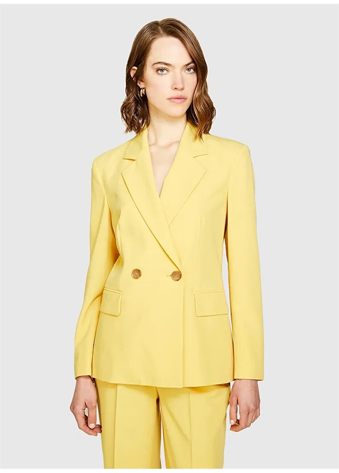 Sisley Slim Fit Sarı Kadın Ceket 2KVXLW01R