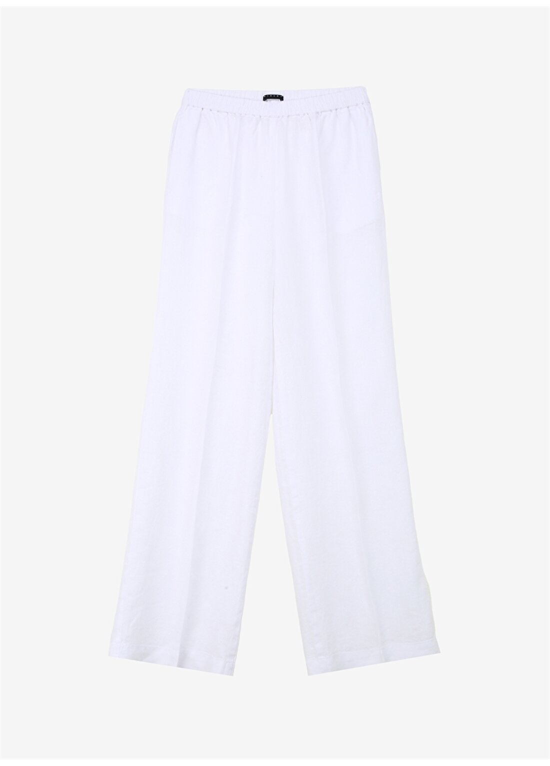 Sisley Beyaz Kadın Yüksek Belli Geniş Fit Keten Pantolon 4AGHLF03U