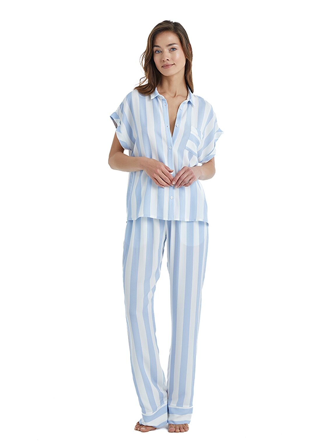 Blackspade Mavi - Beyaz Kadın Pijama Alt 51353