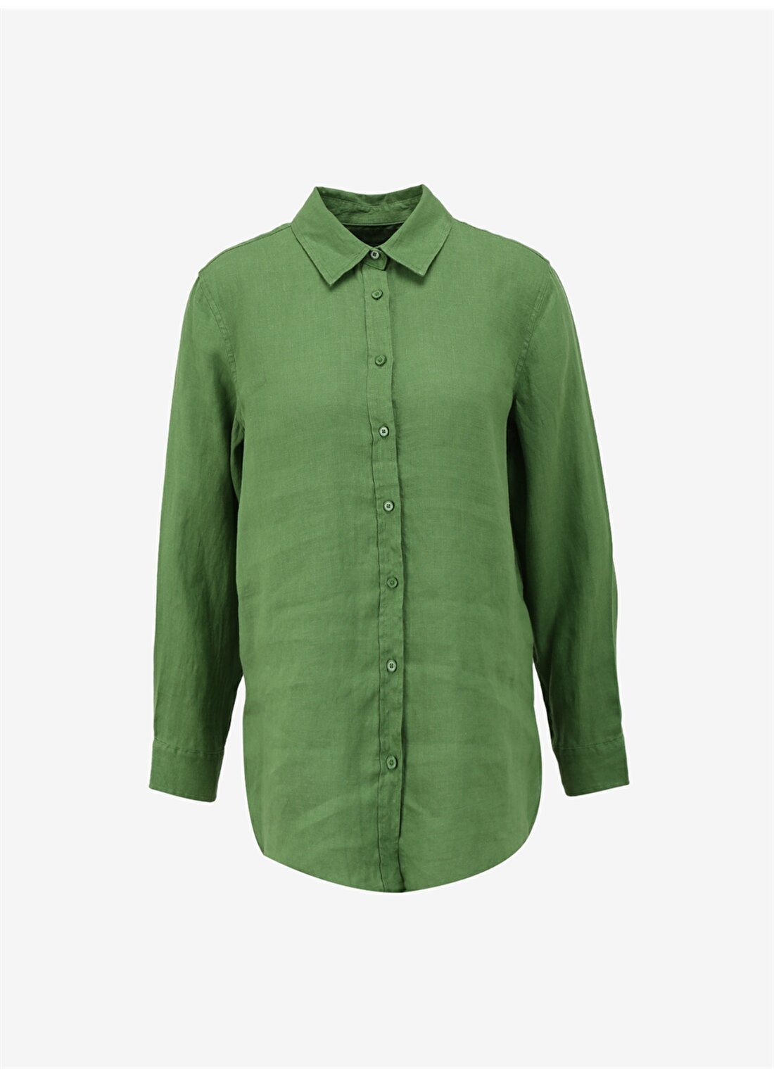 Benetton Normal Gömlek Yaka Açık Yeşil Kadın Gömlek 5BMLDQ02U