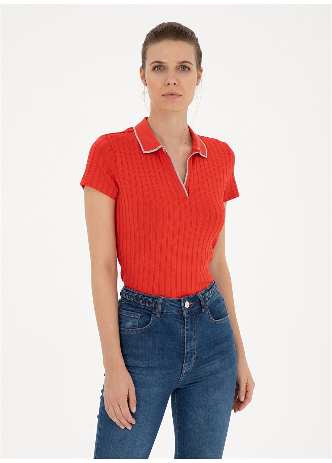 Pierre Cardin Nar Çiçeği Kadın Slim Fit Polo T-Shirt RINO