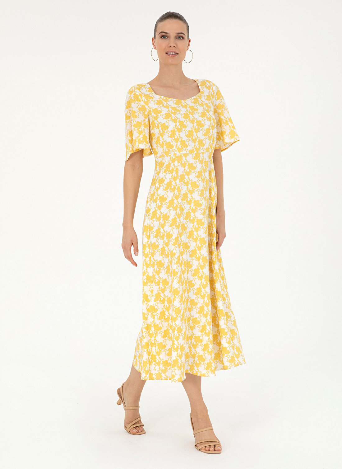 Pierre Cardin Kalp Yaka Sarı Uzun Kadın Elbise SOPHI