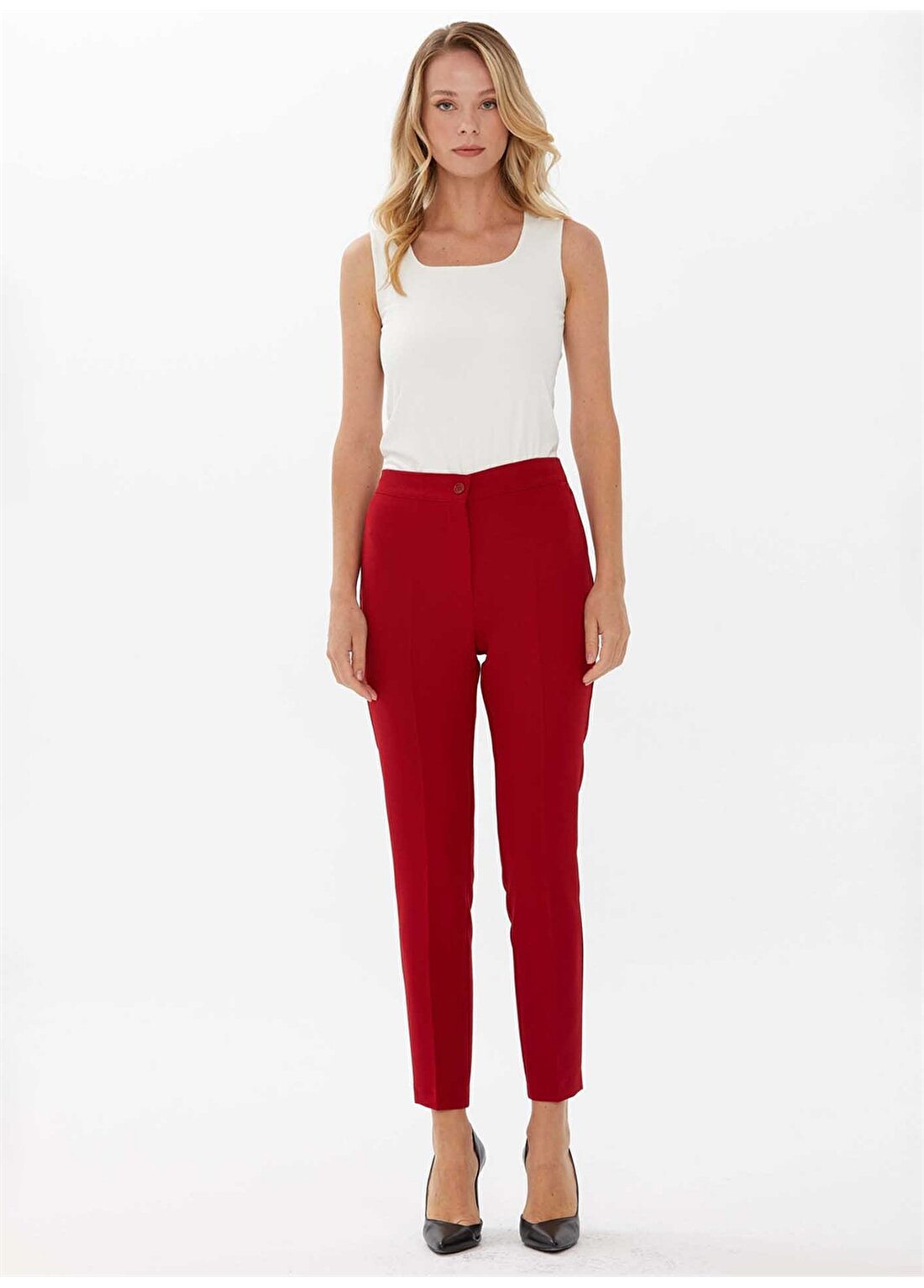 Selen Normal Bel Standart Kırmızı Kadın Pantolon 24YSL5189