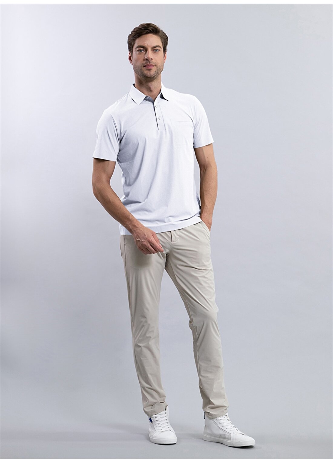 Duno Düz Beyaz Erkek Polo T-Shirt TIBOR DEIVA