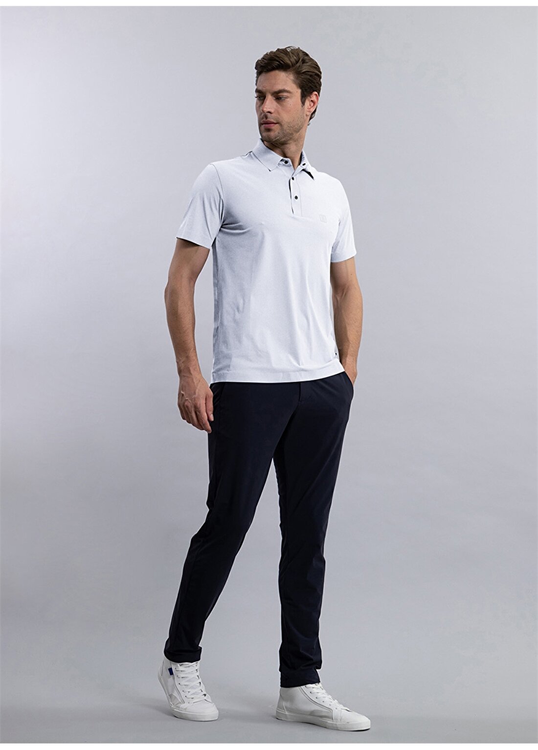 Duno Düz Beyaz Erkek Polo T-Shirt TURBO DEIVA