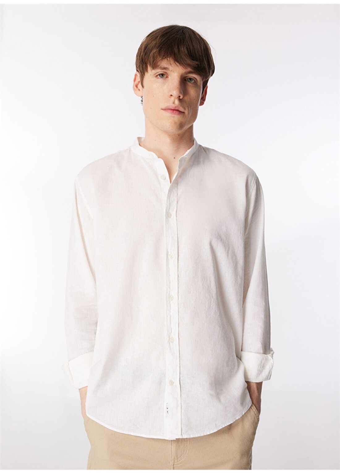 Wrangler Relaxed Beyaz Erkek Gömlek W241577100 Uzun Kollu Gömlek