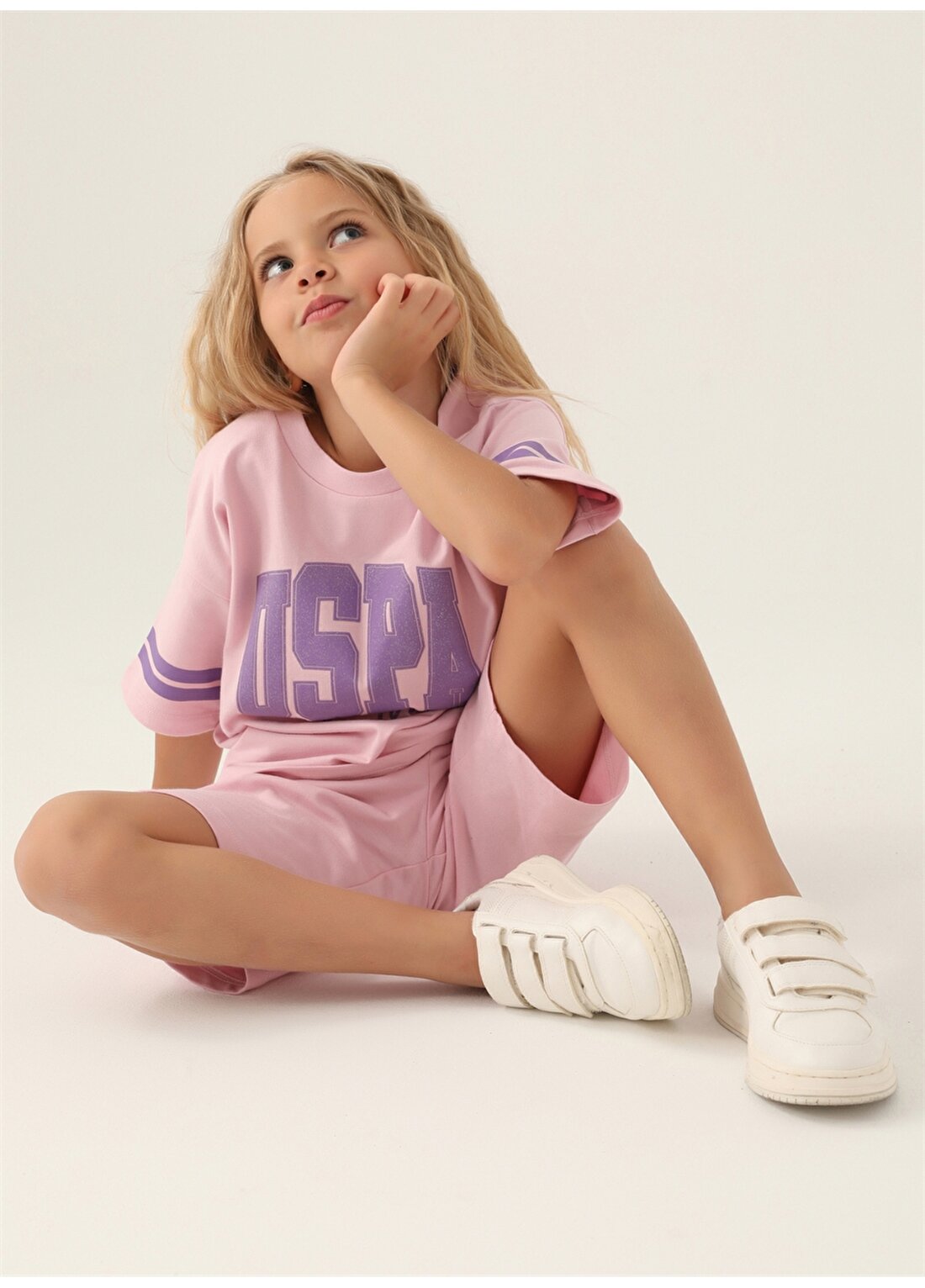 U.S. Polo Assn. Toz Pembe Kız Çocuk Pijama Takımı US1837
