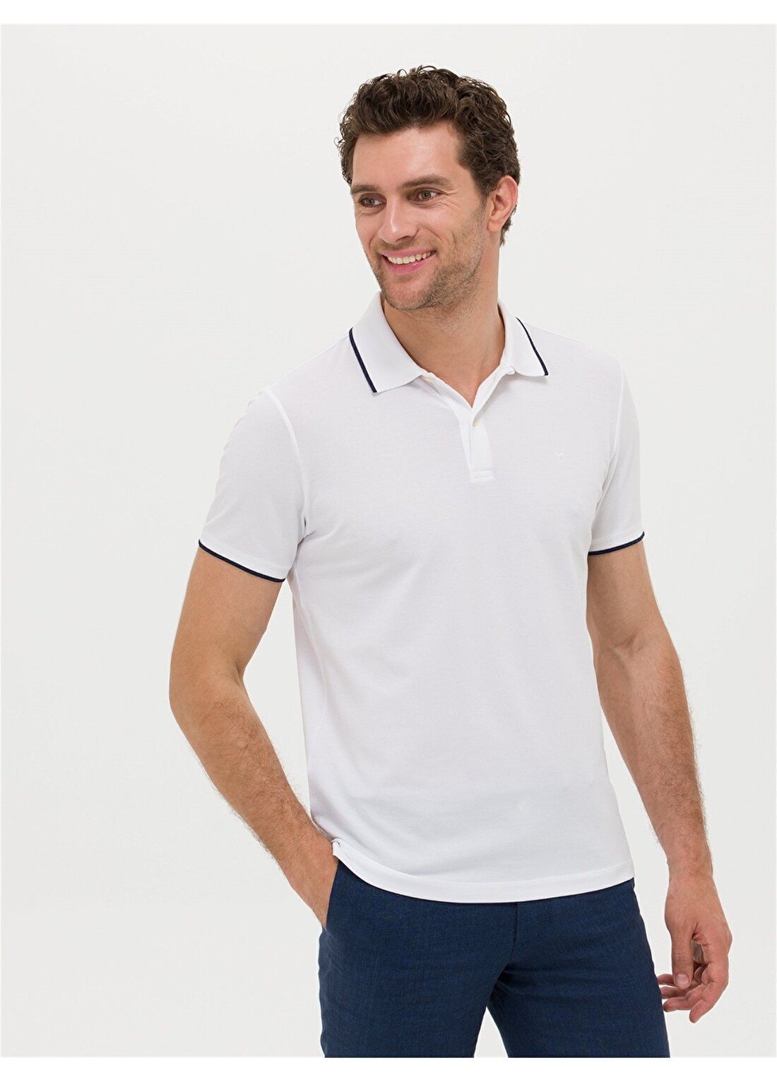 Cacharel Polo Yaka Düz Beyaz Erkek T-Shirt VAXI