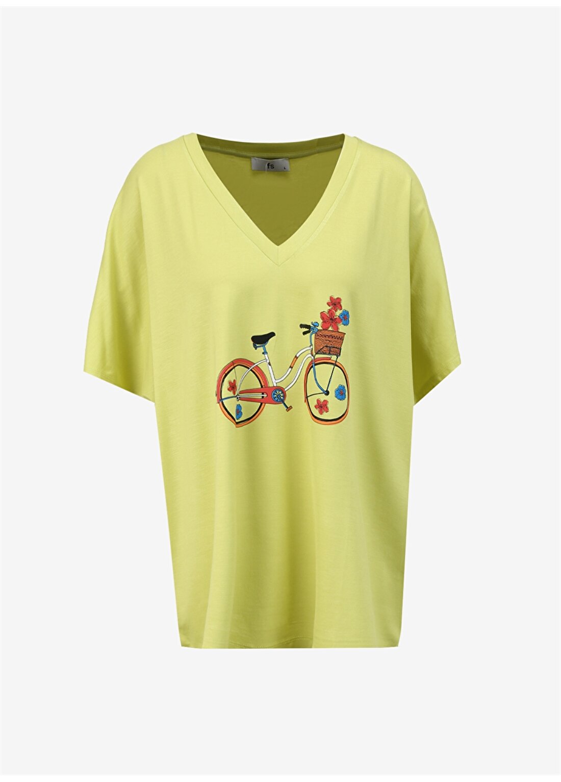 Faik Sönmez V Yaka Limon Kadın T-Shirt U68653