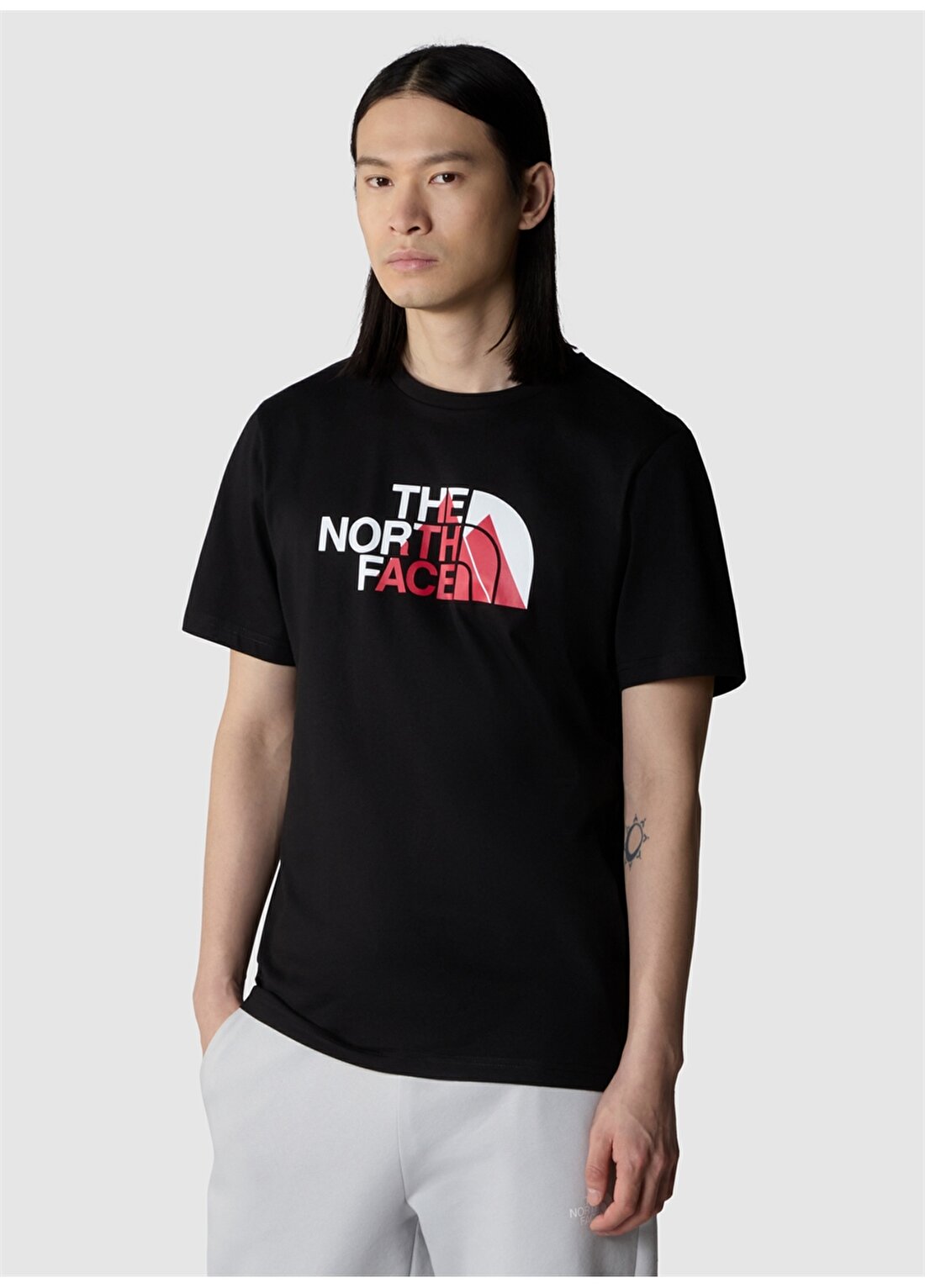 The North Face Siyah Erkek Bisiklet Yaka Baskılı T-Shirt NF0A894XJK31_M BINER GRAPHIC 1 TEE
