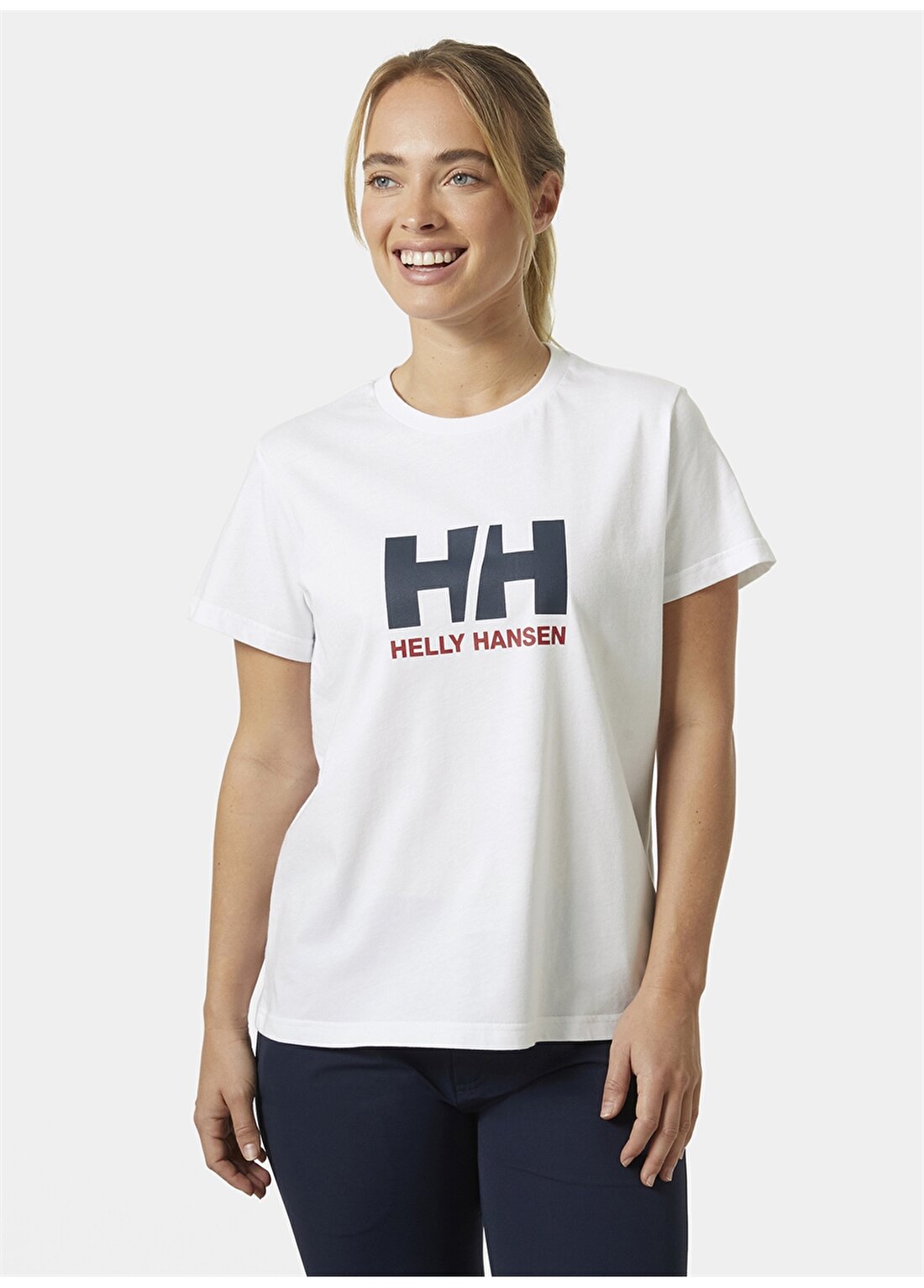 Helly Hansen Beyaz Kadın Bisiklet Yaka Normal Kalıp Baskılı T-Shirt HHA.34465_W HH LOGO 2.0
