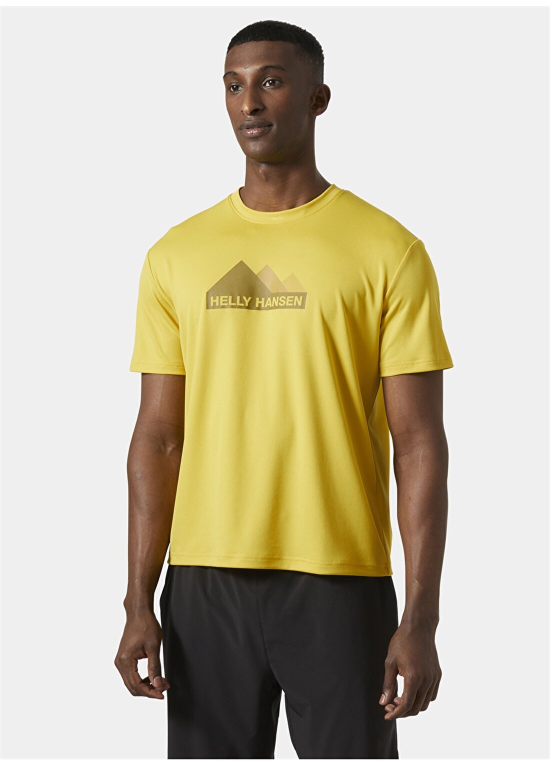 Helly Hansen Sarı Erkek Bisiklet Yaka Normal Kalıp Baskılı T-Shirt HHA.63088_HH TECH GRAPHIC