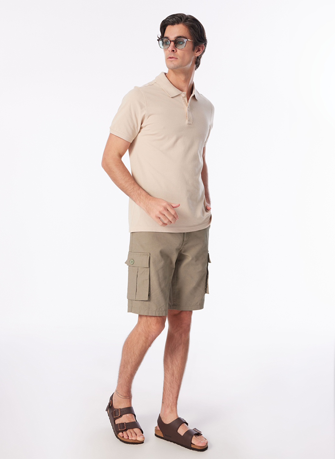 People By Fabrika Bej Erkek Basic Polo T-Shirt SPBF4SM-TST5017  