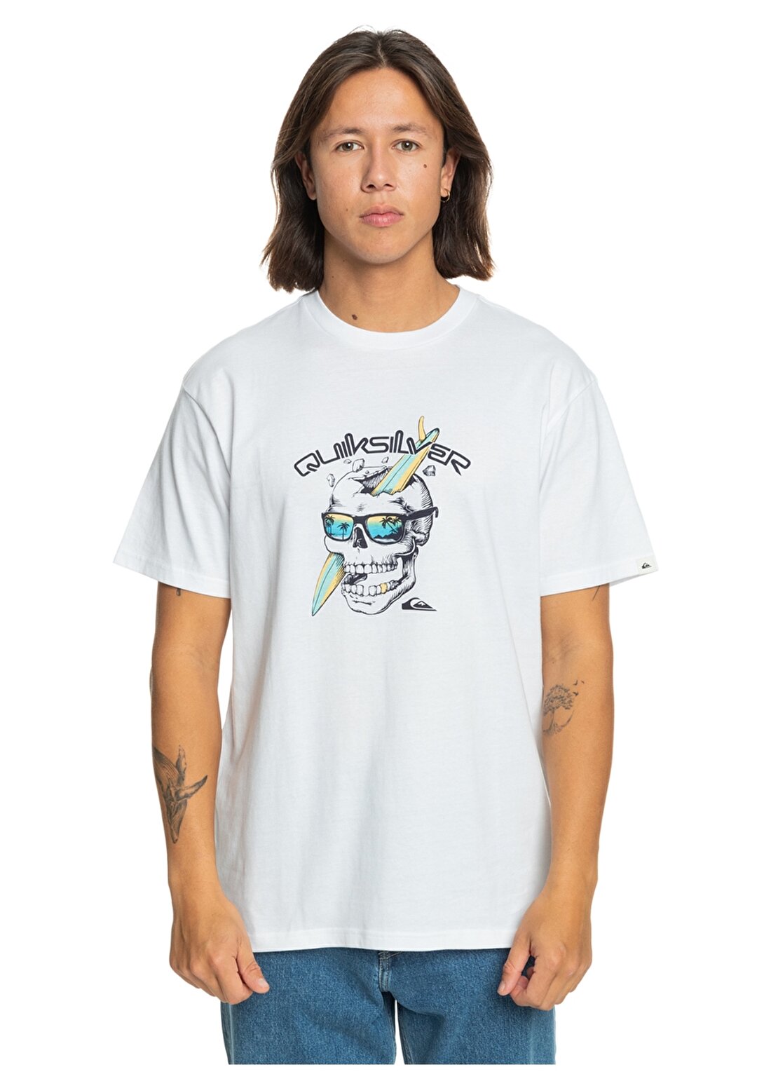 Quiksilver Beyaz Erkek O Yaka Standart Fit Baskılı T-Shirt EQYZT07674_ONE LAST SURF SS