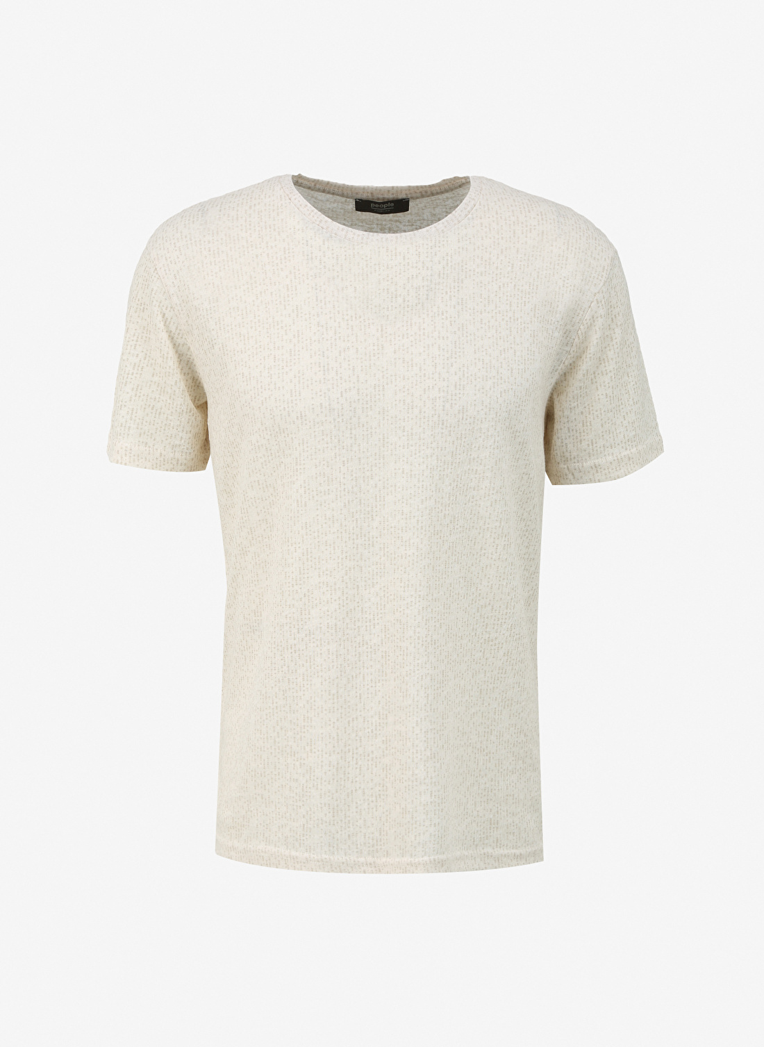 People By Fabrika Bej Erkek Bisiklet Yaka Basic Desenli T-Shirt SPBF4SM-TST5009