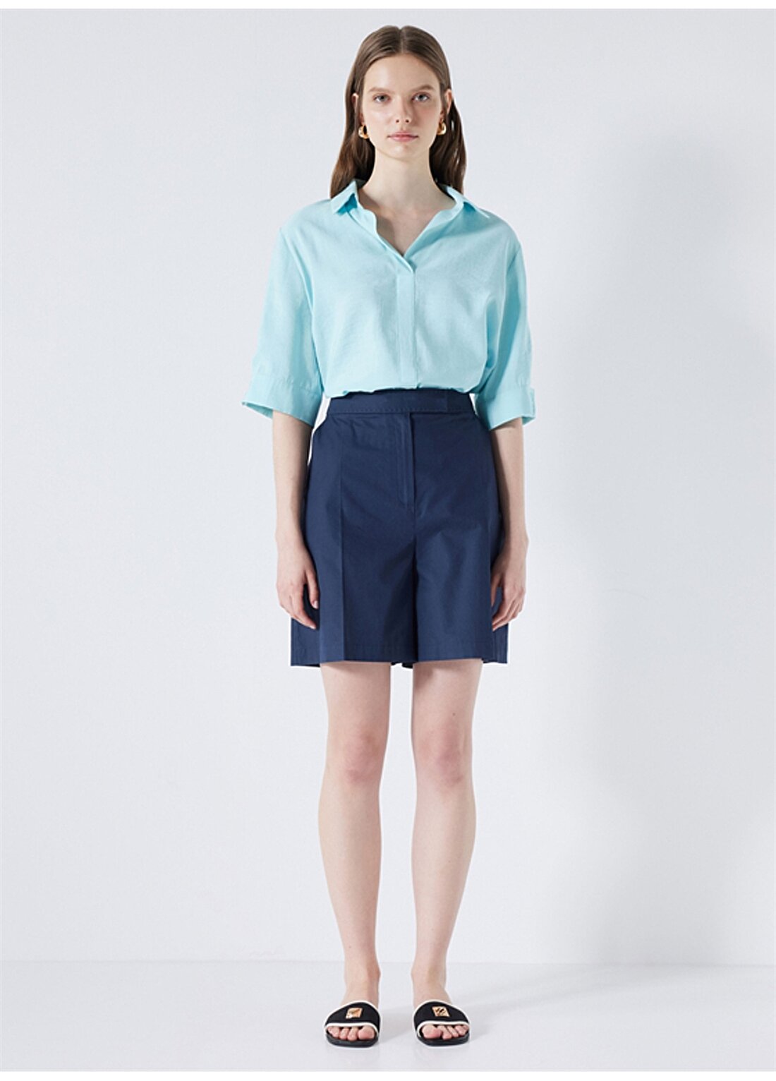 İpekyol Gömlek Yaka Düz Su Yeşili Kadın Bluz IS1240006182BU2