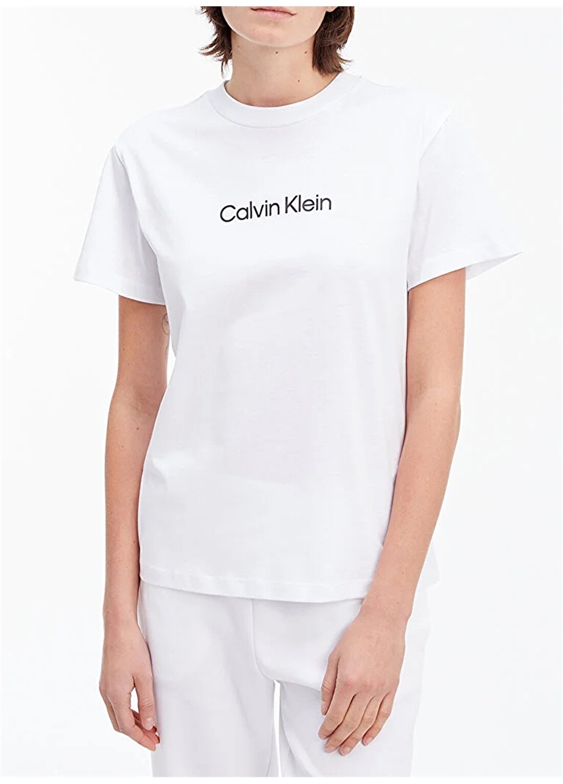 Calvin Klein Düz Beyaz Kadın T-Shirt HERO LOGO REGULAR T-SHIRT