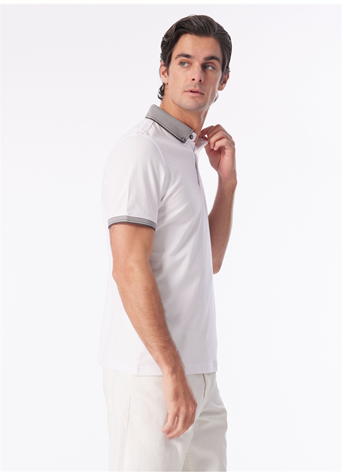 People By Fabrika Beyaz Erkek Basic Polo T-Shirt SPBF4SM-TST5082