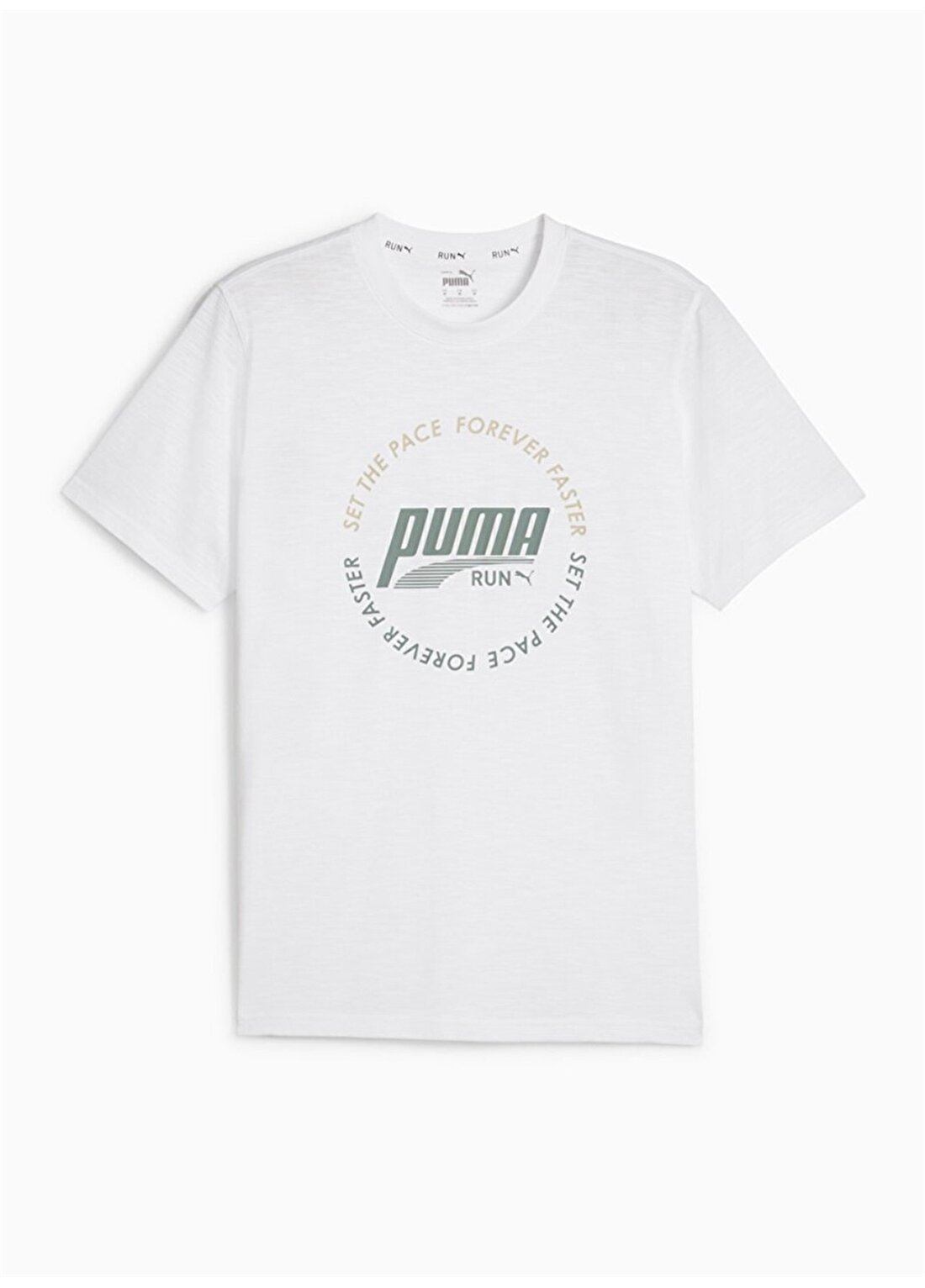Puma Beyaz Erkek Yuvarlak Yaka Normal Kalıp T-Shirt 52510802 MEN S GRAPHIC RUN EMBLEM T