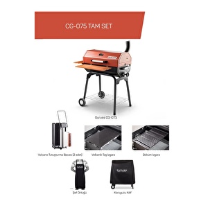 Rehome Guruss CG-075 Barbekü Mangal | Kömürlü | 75 Cm | Kırmızı | Tam Set