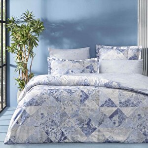 Linens Elation Pamuk Saten Çift Kişilik Nevresim Takımı Mavi