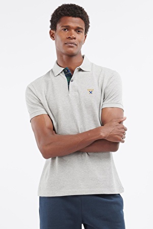 Barbour Society Polo Yaka GY52 Grey Marl