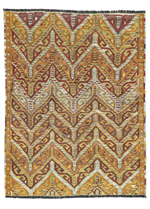 Kortu Etnik Renkli El Dokuma Cicim Kilim 131x166 cm