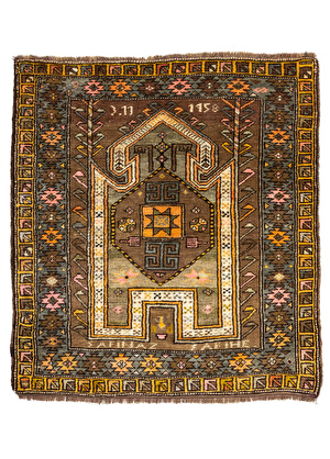 Rosa El Dokuma Kars Kazak Modeli Yün Halı 125x139 cm