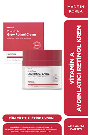 Vitamin A Glow Retinol Cream-Yaşlanma Karşıtı-Ton Eşitleyici-Aydınlatıcı- 50 Ml