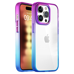 Buff iPhone 15 Pro Air Bumper Rainbow Kılıf Mavi Mor