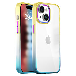 Buff iPhone 15 Air Bumper Rainbow Kılıf Sarı Yeşil