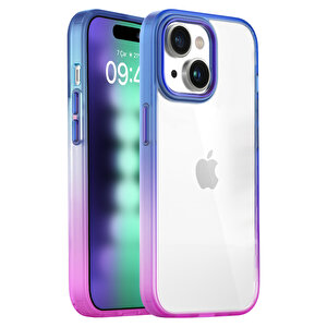 Buff iPhone 15 Plus Air Bumper Rainbow Kılıf Pembe Mavi