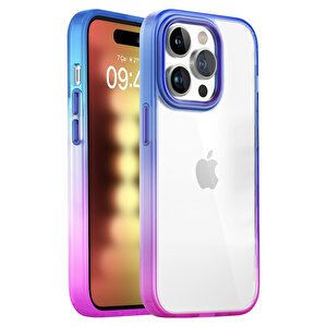 Buff iPhone 15 Pro Air Bumper Rainbow Kılıf Pembe Mavi